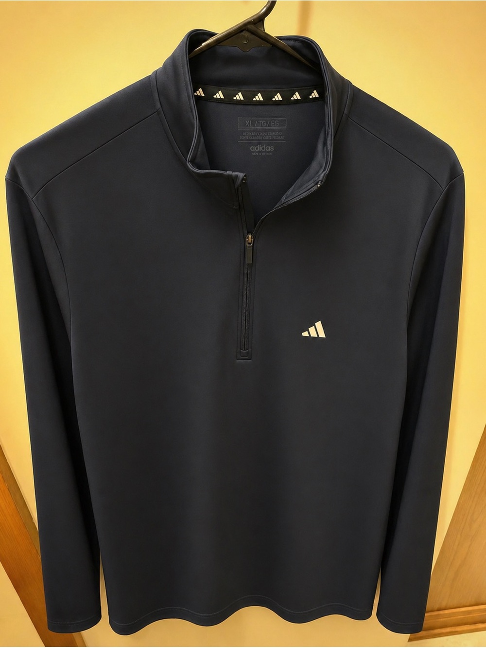adidas Navy Long-Sleeve Quarter-Zip Performance Polo